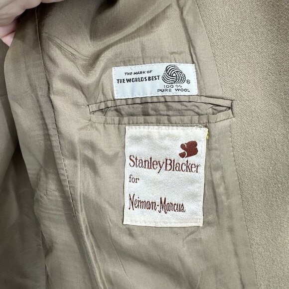 vintage 80s NEIMAN MARCUS STANLEY BLACKER jacket blazer 100% wool tweed tan 10 - Picture 9 of 11
